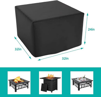 Square Fire Pit Cover for 29-32 Inch Firepit, Heavy Duty Outdoor Patio Fire Pit Table Cover, Gas Fire Pit Cover - Waterproof Dustproof Anti UV and Tear Resistant