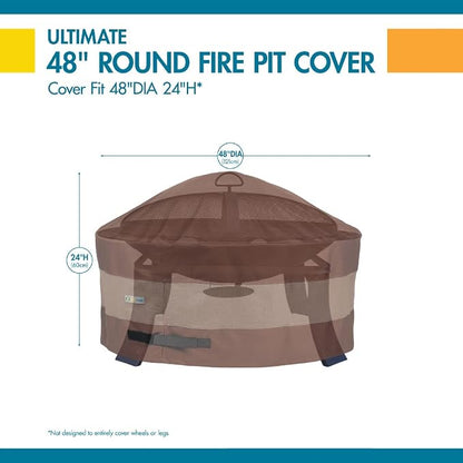 DUCKCOVERS UFPR5024 Ultimate Waterproof Round Fire Pit Cover, 48"DIA x 24"H, Mocha Cappuccino, Patio Furniture Covers