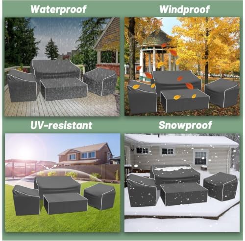Patio Furniture Covers, Grey, 32"L x 30"W x 30"H