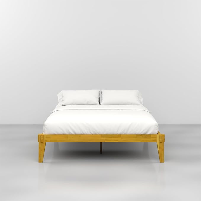 Bme Chalipa 14” Solid Wood Bed Frames - Wood Platform Bed Frame - Japanese Joinery Bed Frame - Wood Slat Support - Bed Without Box Spring - Easy Assembly - Minimalist & Modern Style, Natural - Full