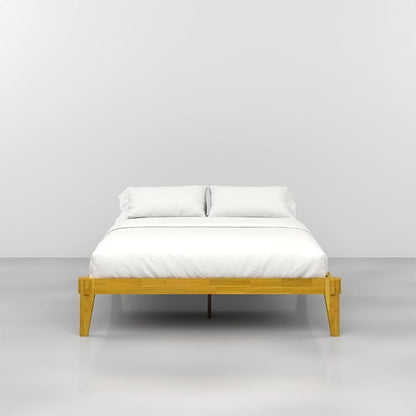 Bme Chalipa 14” Solid Wood Bed Frames - Wood Platform Bed Frame - Japanese Joinery Bed Frame - Wood Slat Support - Bed Without Box Spring - Easy Assembly - Minimalist & Modern Style, Natural - Full