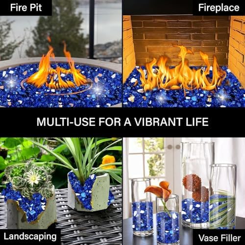 NUPICK 10 Pound Fire Glass, 1/2 Inch Reflective Fire Pit Glass