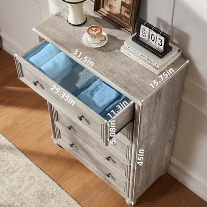RWYHG Farmhouse 5 Drawer Dresser Set of 2, Chest of Drawers for Bedroom