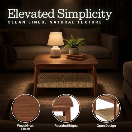 Alaterre Furniture Calais 2-Tier Coffee Table, Chestnut, 28”