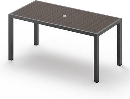 Outdoor Dining Table, Aluminum Patio Table Set, All Weather Patio Dining Furniture Set with Umbrella Hole for Backyard, Deck, Poolside (Charcoal)
