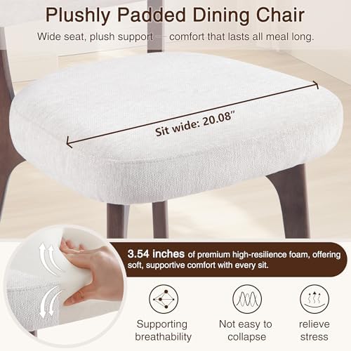 YOUNIKE Wooden Dining Chairs Set of 8, Chenille Fabric Upholstered Dining Room Chairs Kitchen Side Chairs, Farmhouse Dinner Chairs with Solid Wood Legs for Kitchen Dining Vanity, Beige