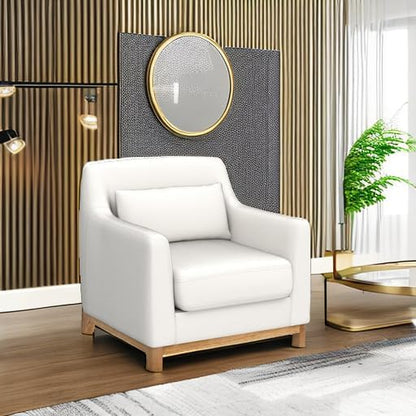 VANOMi Extra Deep Accent Chair, Fabric Upholstered Comfy Reading Armchair for Living Room, Bedroom Single Seat Sofa Chair with Wood Base, Lamb Fabric | Oversized Armchair with Thick Cushion Reading Chairs for Living Room, Apartment