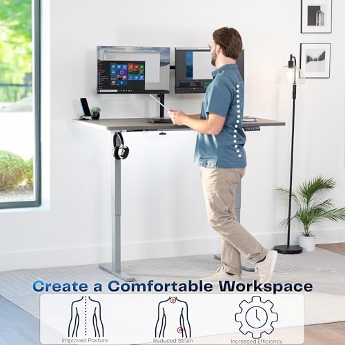 VIVO Electric Standing Desk, Smooth 3-Piece 60" x 30" Dark Gray Top
