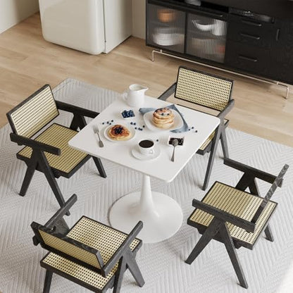 White Square Tulip Table for 2 Person, 24 Inch Small Kitchen Dining Table