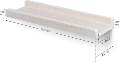 Emfogo Floating Ledge Shelves Rustic Wood Wall Shelf Set of 3 for Storage and Display 16.9 inch Vintage White