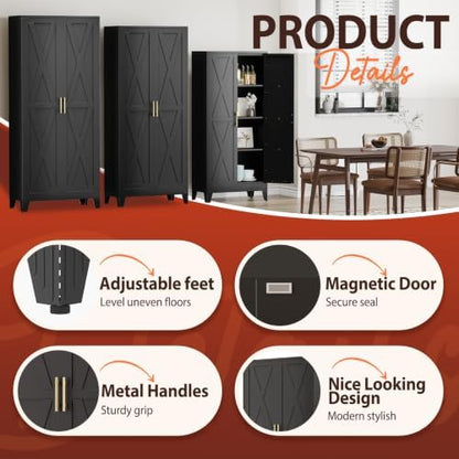PAOFIN 71" H Tall Kitchen Storage Cabinet with Doors