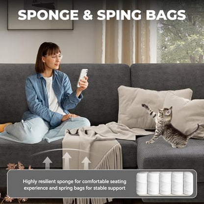 U-Shaped Sectional Sofa for Living Room, Modern Modular Sofa with Double Chaise, Classic Lounge Couch Sleeper for Apartment, Charcoal