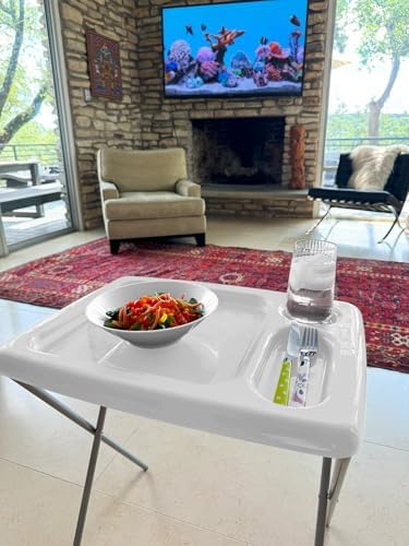 Folding TV Tray Table, Portable, Sturdy, White (Single)