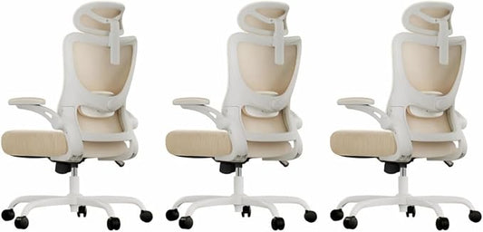 Marsail Ergonomic Office Chair with 3D Armrests, Pack of 3 | Office Desk Chair with High Back Mesh, Adjustable Lumbar Support, Rolling Work Swivel Task Chairs with Wheel, Headrest, home