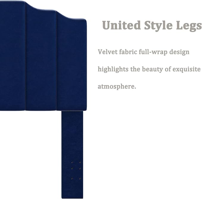 Befurtori Queen Size Headboard Only, Velvet Wall Mounted Headboard Queen/Full Size for Adjustable Bed, Modern Vertical Channel Design with Curved Upholstered Head Board, Royal Blue