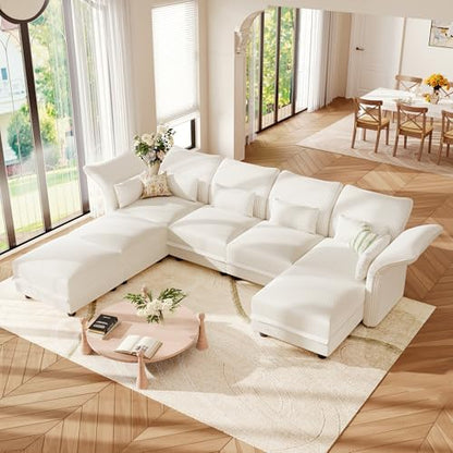 Corduroy Modular Sectional Cloud Couch with Storage, Oversized 7-Seat