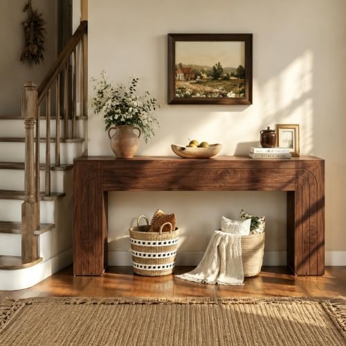 knoworld 70.9-Inch Long Entryway Console Table, Farmhouse Sofa Table for Entrance and Hallway, Wood Narrow Table with Handcrafted Line Detailing for Living Room and Behind Couch