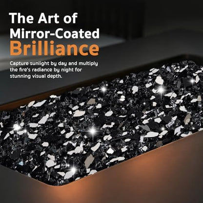 GASPRO 35 lbs Fire Glass for Propane Fire Pit, 1/2-Inch Reflective Fireplace Glass Rocks for Fire Pit Table, Black