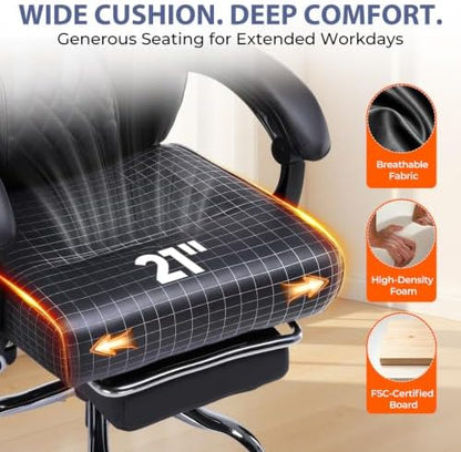 GTPLAYER Big and Tall Office Chair Heavy Duty Ergonomic Gaming Chair Black