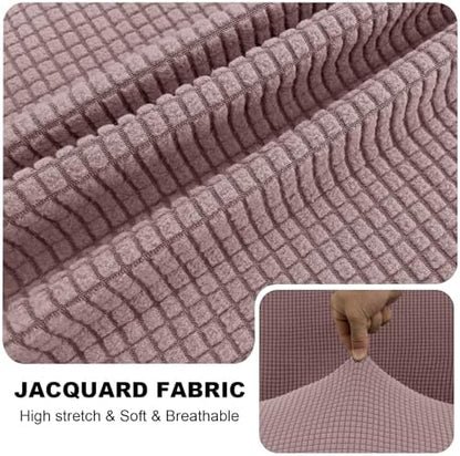 UNBBRRL Seat Cushion Cover and Back Covers for Corner Sofa Stretch Jacquard, Non Slip L Shaped Sofa Slipcover with Storage Ottoman, Sectional Couch Cover for Chaise Lounge (Pink,24 x 45 x 6”)
