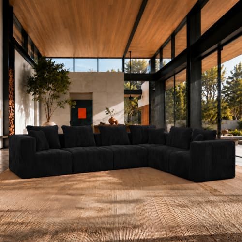 Maywish Modular Boneless Couch 141'', Sectional L Shaped Sofa Deep Seat
