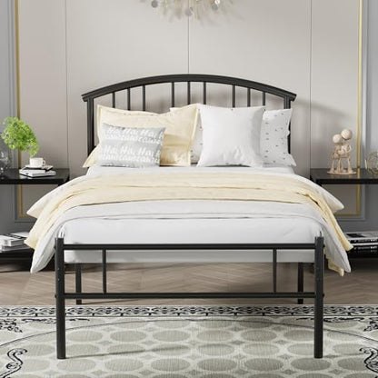 VECELO Twin Size Bed Frame with Headboard and Footboard, Metal Platform Mattress Foundation, Sturdy Steel Slat/No Box Spring Needed/Under Bed Storage/Easy Assembly