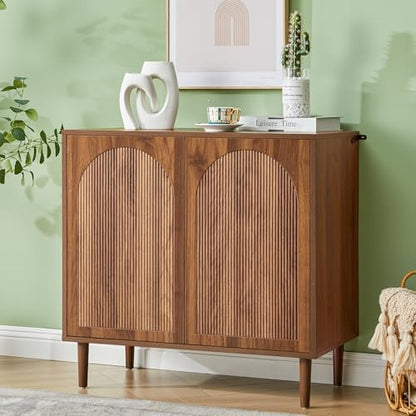 31.5” Walnut Sideboard Buffet Cabinet with Storage Set of 3
