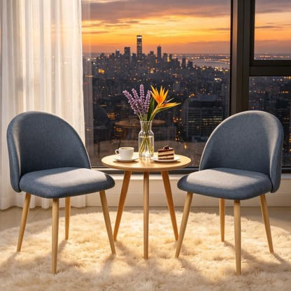 Lightdot Dining Chairs Set of 2, Linen Fabric Upholstered Kitchen Chairs