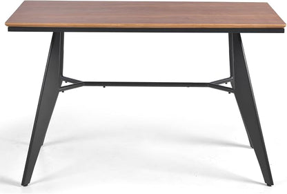 Modern Industrial Table with Heavy-Duty Steel Frame, 47.3" x 23.6" Rectangular Tabletop Walnut Oak Finish, Home Office Computer Desk, Workstation, Writing Desk, Minimalist for Small Spaces