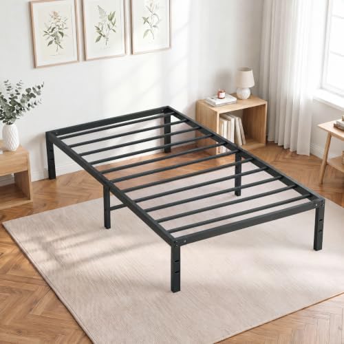 OLIXIS 14in Twin Metal Bed Frame, Sturdy Steel with Support Slats, 500LBS