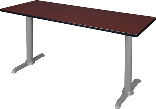 Romig Pillar 66" x 24" Training Table- Mahogany/Grey Base