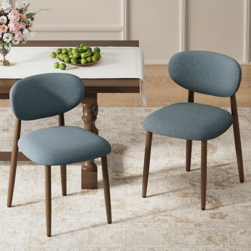 MALOL Upholstered Dining Chairs Set of 2 with Curved Back, Blue