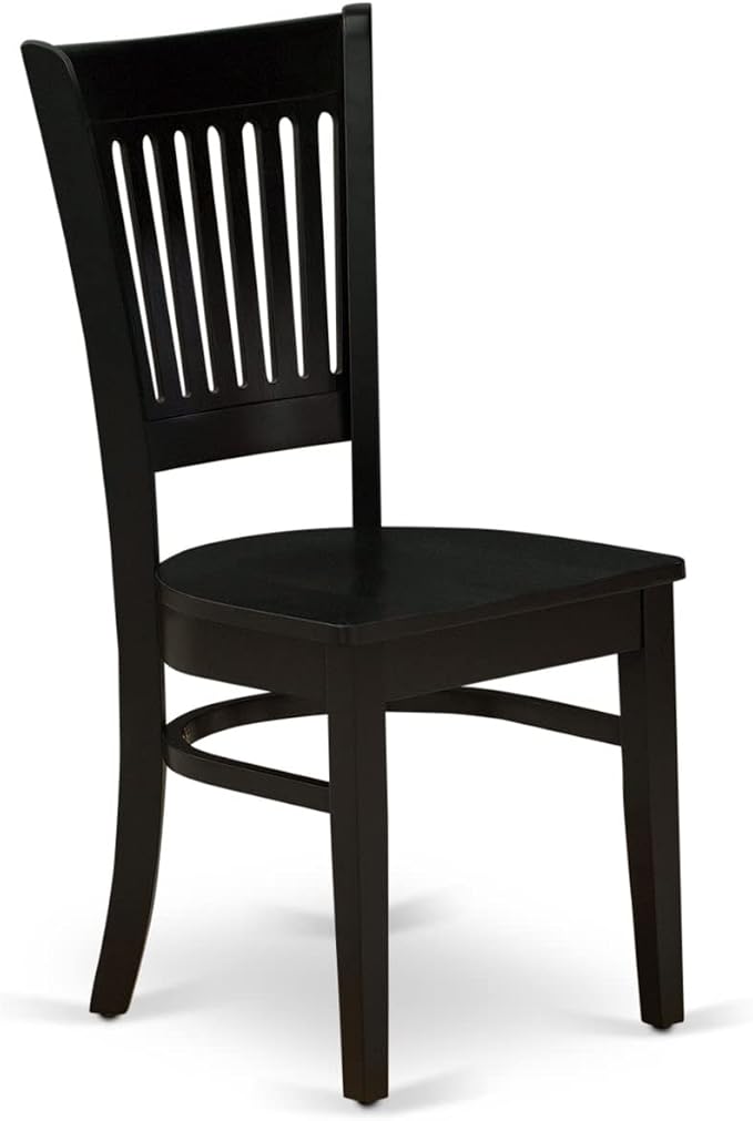 East West Furniture VAC-BLK-W Vancouver Dining Room Chairs - Slat Back Wood Seat Chairs, Set of 2, Oak