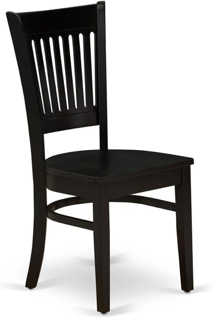 East West Furniture VAC-BLK-W Vancouver Dining Room Chairs - Slat Back Wood Seat Chairs, Set of 2, Oak