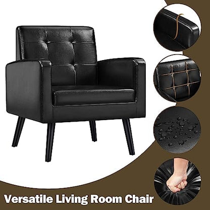 Yaheetech Mid Century Accent Chairs Set of 2 Living Room Chairs Black