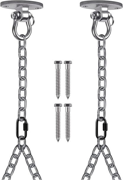 BeneLabel Set of 2 Heavy Duty Porch Swing Hanging Chain Kit, Hammock Chair Hardware for Indoor Outdoor Playground, Punching Bags, 4 Screws for Wooden, 1000LB Capacity, 81"