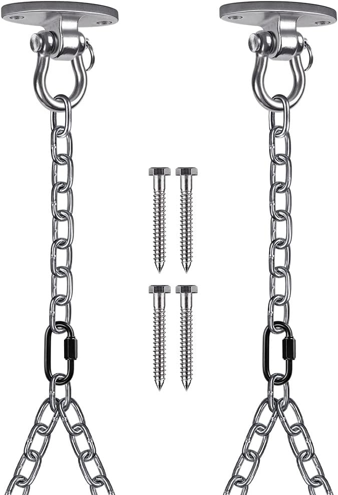 BeneLabel Set of 2 Heavy Duty Porch Swing Hanging Chain Kit, Hammock Hardware for Indoor Outdoor Playground, 4 Wood Screws, 1000LB Capacity, 105
