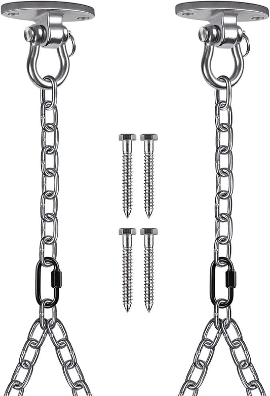 BeneLabel Set of 2 Heavy Duty Porch Swing Hanging Chain Kit, Hammock Hardware for Indoor Outdoor Playground, 4 Wood Screws, 1000LB Capacity, 105