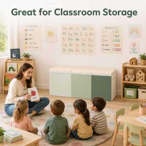 Patelai Extra Large Toy Chest with Lid,39 x 13 x 15.7'',Sage Green