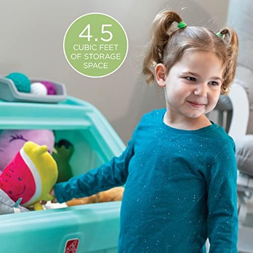 Step2 2-in-1 Toy Box & Art Lid, Kids Toy Storage Bin & Organizer, Easel & Chest in One, Made of Durable Plastic, For Toddlers 2+ Years Old, Mint
