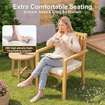 7-Piece Acacia All-Weather Outdoor Patio Table and Chairs with Round Table