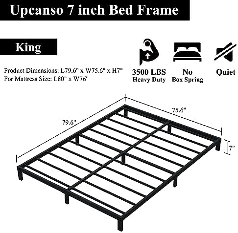 Upcanso 7 Inch King Bed Frame, Low Profile King Size Bed Frame