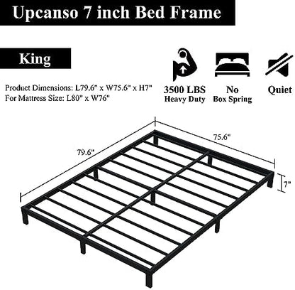 Upcanso 7 Inch King Bed Frame, Low Profile King Size Bed Frame