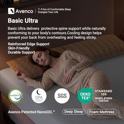 Avenco 10 Inch King Size Gel Memory Foam Mattress, Cooling Breathable Open-Cell Foam, Pressure Relief & Spine Support, Removable Washable Cover, CertiPUR-US Certified, Mattress in Box for Cool Sleep