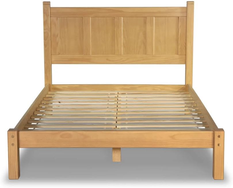 Grain Wood Furniture Shaker Solid Wood Panel Platform Bed, Queen Size, Natural