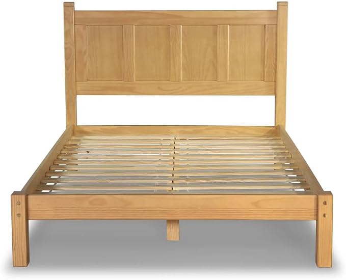 Grain Wood Furniture Shaker Solid Wood Panel Platform Bed, Queen Size, Natural