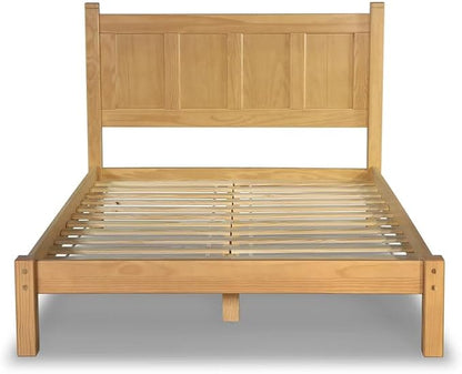 Grain Wood Furniture Shaker Solid Wood Panel Platform Bed, Queen Size, Natural