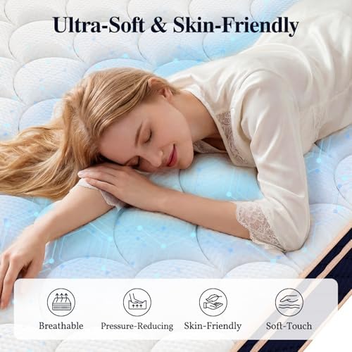 14 Inch King Mattress, Hybrid Mattresses in a Box with Gel Memory Foam, Pressure Relief & Medium Firm for Back & Side Sleepers, CertiPUR-US Certified, Fiberglass-Free, 365-Night Trial