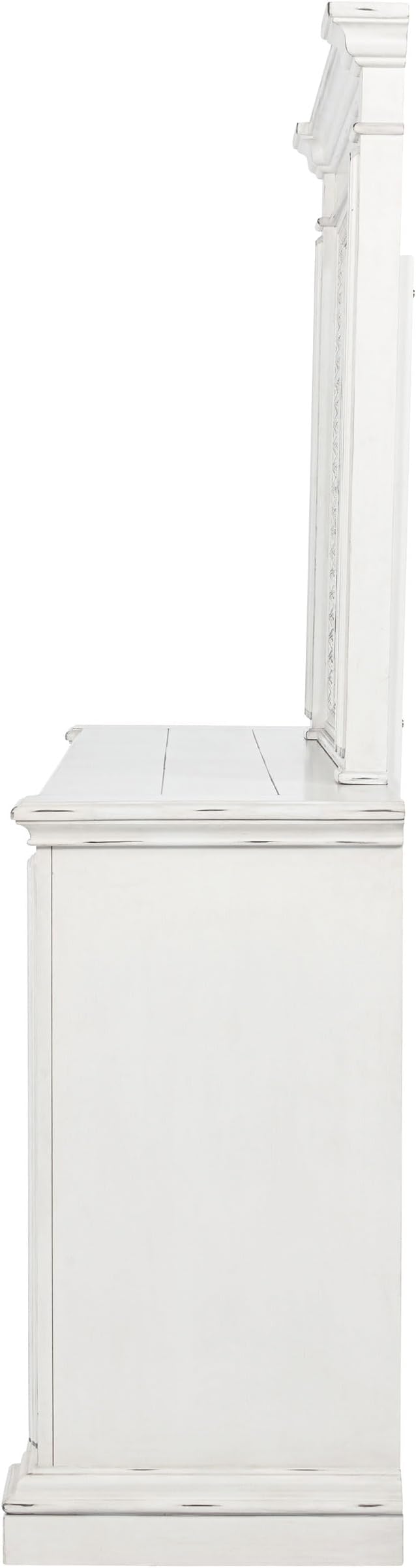 Coaster Home Furnishings - McKinney - Poplar Wood - 6-Drawer Dresser with 50-Inch Rectangular Mirror, Traditional Style, Jewelry Tray, and Antique Bronze Hardware - Bedroom - Vintage White - 215873M