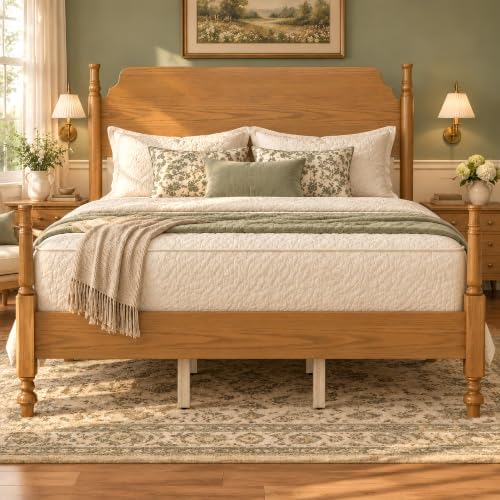 Merax Vintage Wood Spindle Post Bed with Headboard